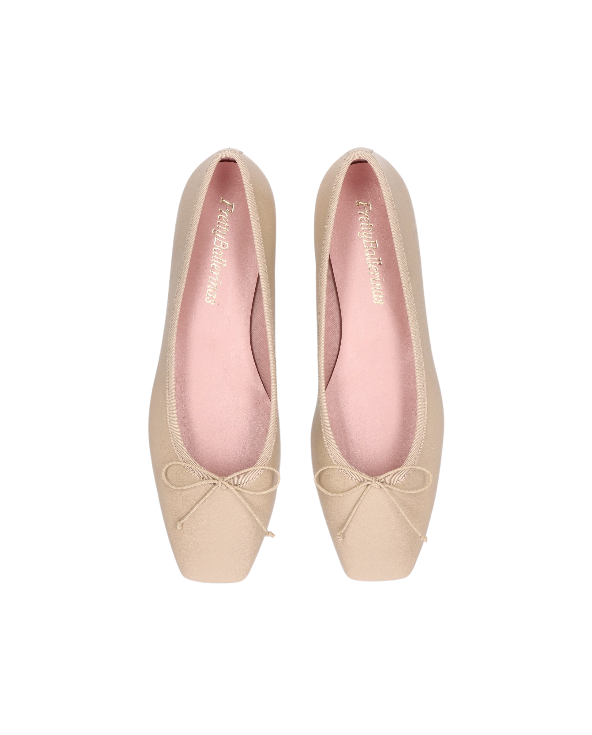 Ballerinasko m/ firkantet tå - Coton Seed/ Beige